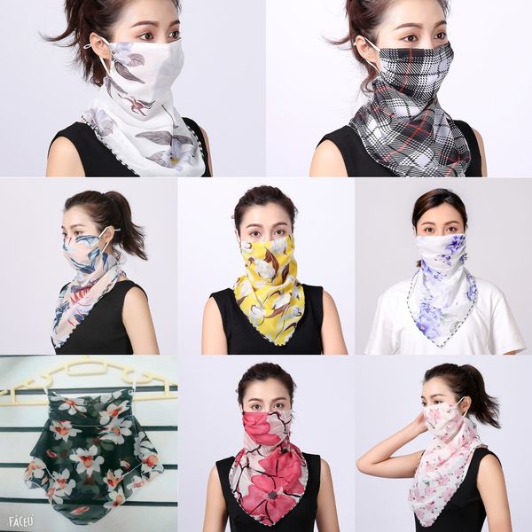 

5fomh new veil face face mask silk chiffon handkerchief outdoor windproof half scarf dust women scarf party masks, Black