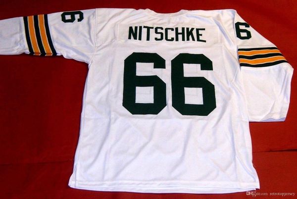 

retro #66 ray nitschke custom 3/4 sleeve mitchell & ness jersey white mens stitching s-5xl,6xl football jerseys running, Black;blue