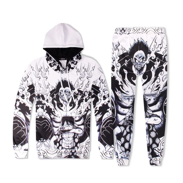 

anime one piece women men tracksuits luffy zoro 3d print suits girls boys fans long sleeve hoodies sweatshirt trousers suits, Black