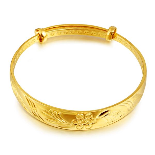 

flower blossom wedding party womens bangle 18k yellow gold filled classic adjust bracelet gift dia 60mm, Black