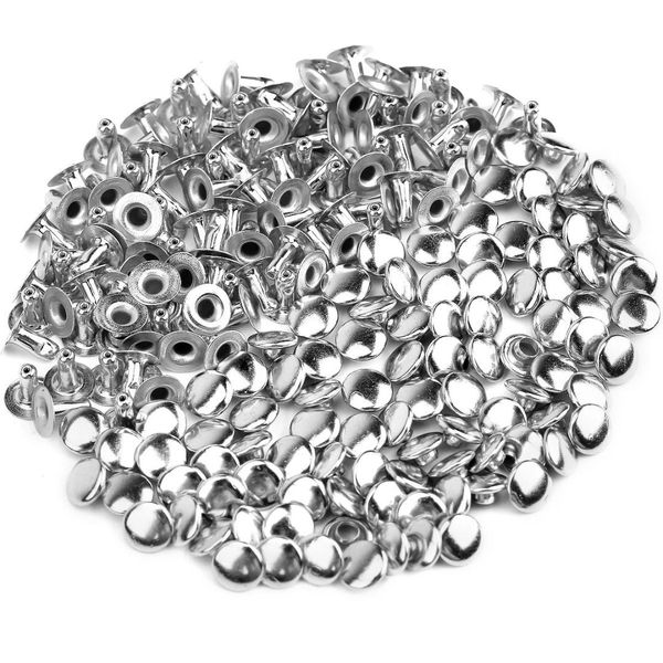 

100pcs diy hollow nails hat rivet 6 mm silver