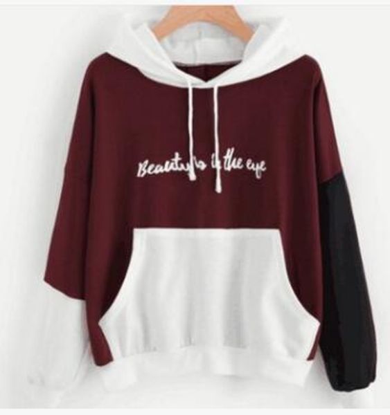 

womens hoodies sweatshirts letters long sleeve hoodie hooded pullover blouse oversized hoodie, Black