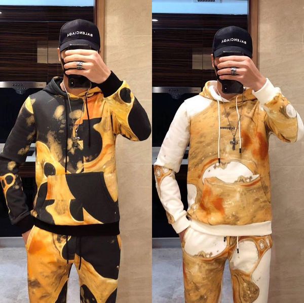 

19 designer tracksuit men fashion sweat suits autumn brand mens tracksuits jogger suits jacket pants sets sporting suit print men cotton set, Gray