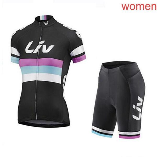 

2020 liv team summer women cycling jersey ropa ciclismo breathable bike clothing quick -dry bicycle sportwear bike bib pants gel pad 81805y, Black;red