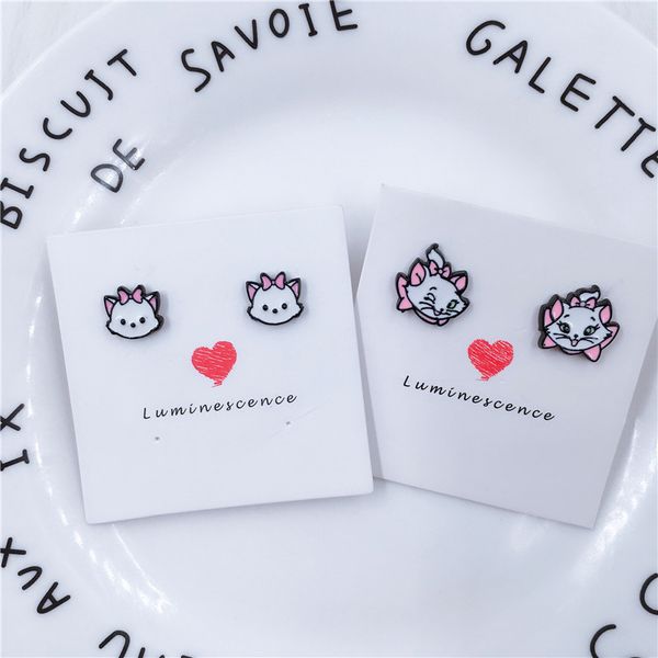 

eupnhy marie aristocats women girls cartoon earrings cute cat enamel earrings ear studs jewelry accessories for gifts, Golden;silver
