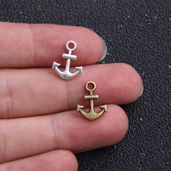 

30pcs 11*14mm two color metal zinc alloy mixed mini nautical anchor charms diy jewelry pendant charms, Blue;slivery