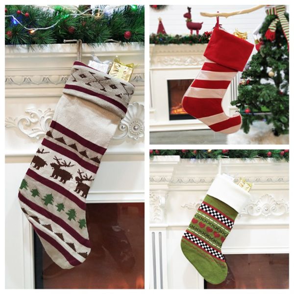 

knitted christmas stockings children bedside gift container christmas tree fireplace hanging ornaments decorations