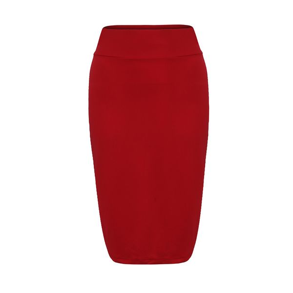 

stretch slim knitted skirts women high elastic package hip solid pencil skirts lady rib cotton solid elastic #yj, Black