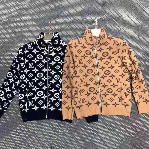 

1226 2020 весна бренд же стиль sweter кардиган хаки черный круглый вырез мода письмо роскошная женская одежда kint qian, White;black