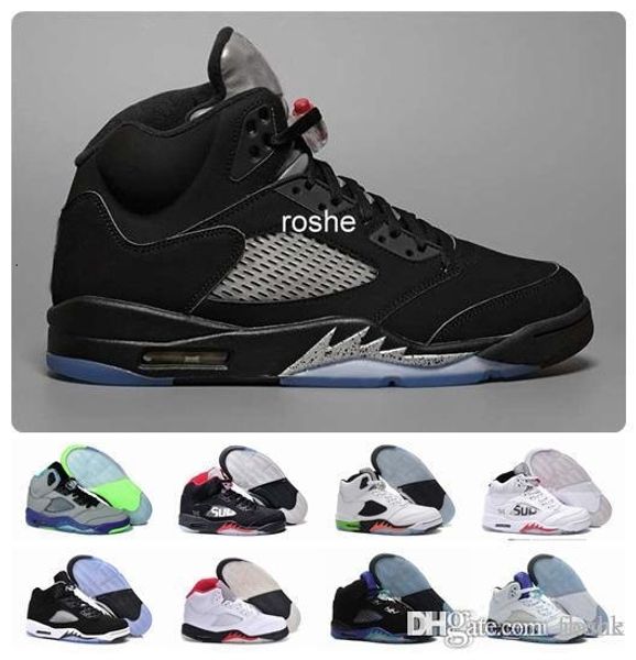 

new 5 og black metallic mens basketball shoes wholesale genuine leather 5s air sneakers eur 41-47 us 8-13