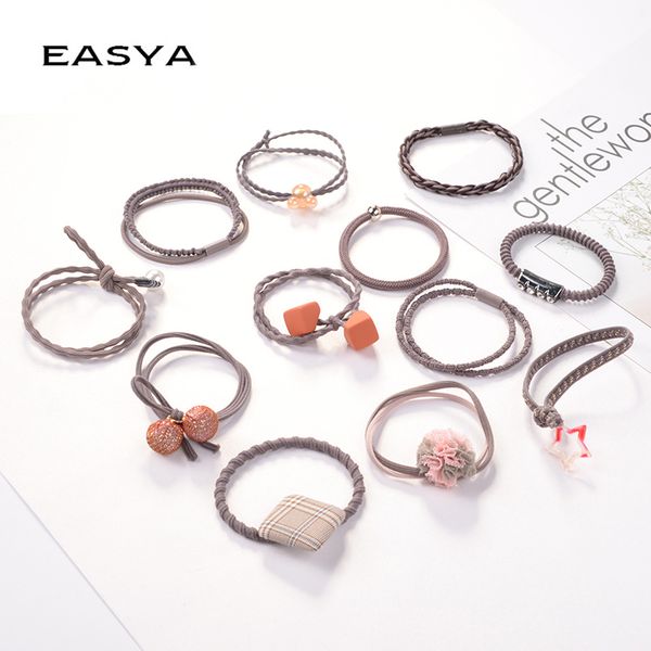 

easya 12pcs/bottle fashion cute elastic hair bands women girls hair rope ties bowknot rubber accessories ponytail holder