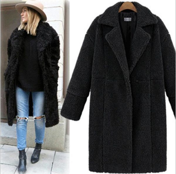 

fall and winter 2019 new women's wear cashmere long sleeve coats medium-length splicing overcoat female zipper button wool coat, Tan;black