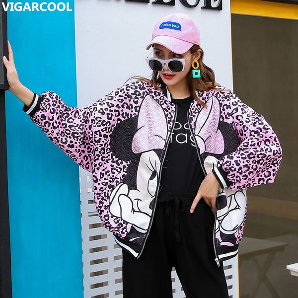 

бейсбольный костюм бейсбола hip-хоп кардиганская куртка женская 2020 весенняя корейская версия алмазной мультяшной печати свободные дикие bf, Black;brown