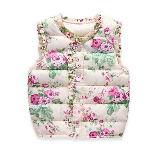

winter/autumn children outerwear coats flowers printed vest kids windbreaker jacket cotton coats children warm vest, Blue