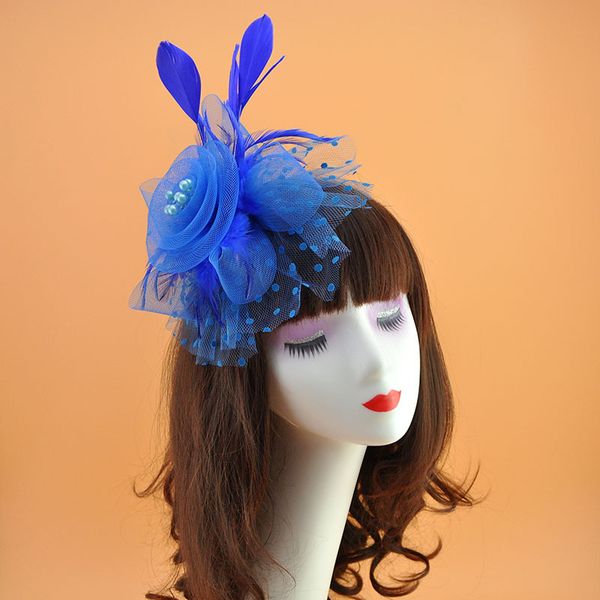 

bride feather fascinator bride flower headdress hair decoration black/white/purple/red