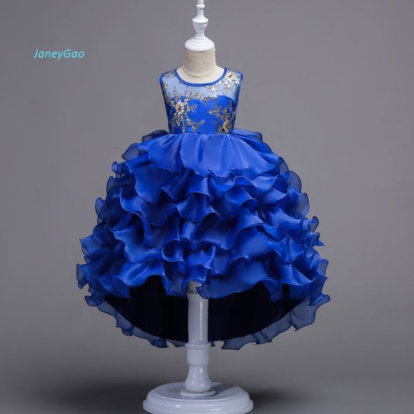 

janeygao flower girl dress for wedding party elegant short front long back tiered girl dress for prom first communion dresses, Red;yellow