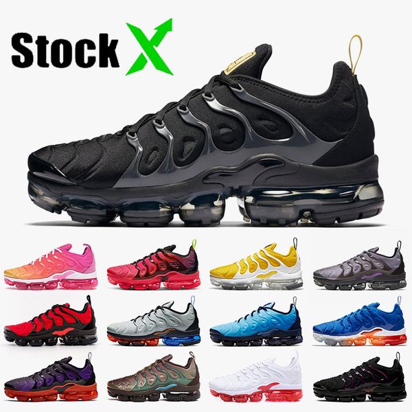

wholesale vamaxpor plus tn plus mens running shoes black metallic gold anthracite triple white pink blue yellow sports trainers sneakers