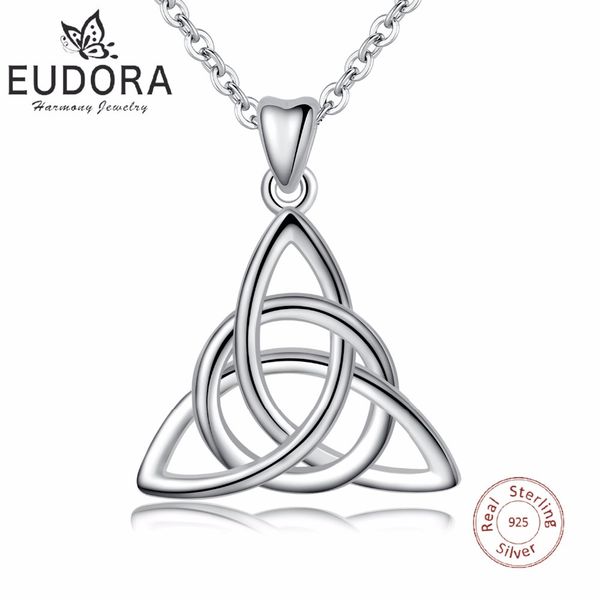 

eudora real 925 sterling silver triangle celtics knot pendant neckalce women fashion sliver jewelry for birthday gift box cyd138