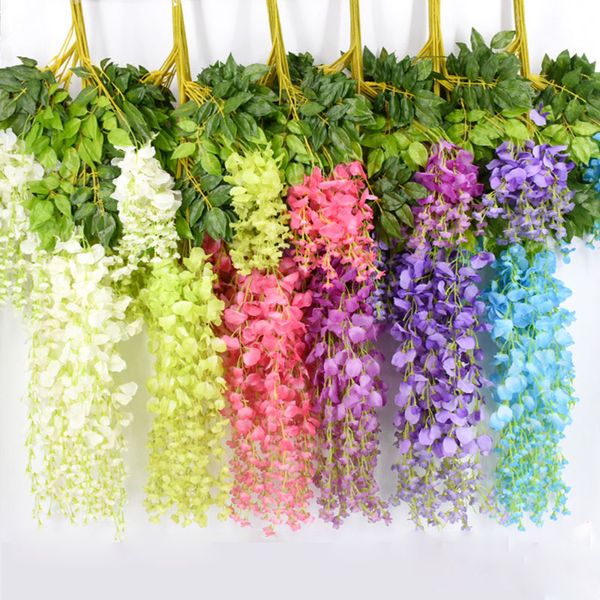 

110cm artificial ivy flowers silk flower wisteria vine flower rattan for wedding centerpieces decorations bouquet garland home ornament