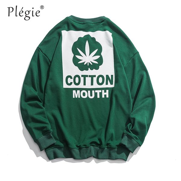 

plegie printed hip hop sweatshirt 2019 autumn men round neck street sweatshirts material cotton fashion loose, Black