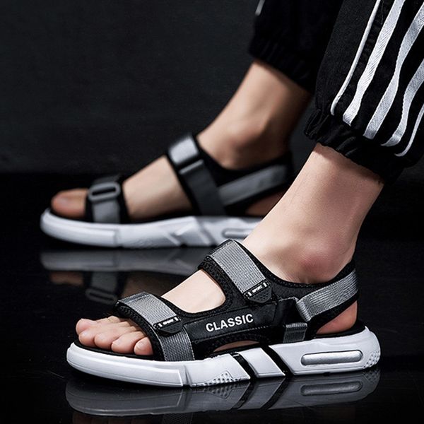 

new summer shoes men beach sandals casual men shoes thick sole soft comfortable summer holiday male a1299, Black