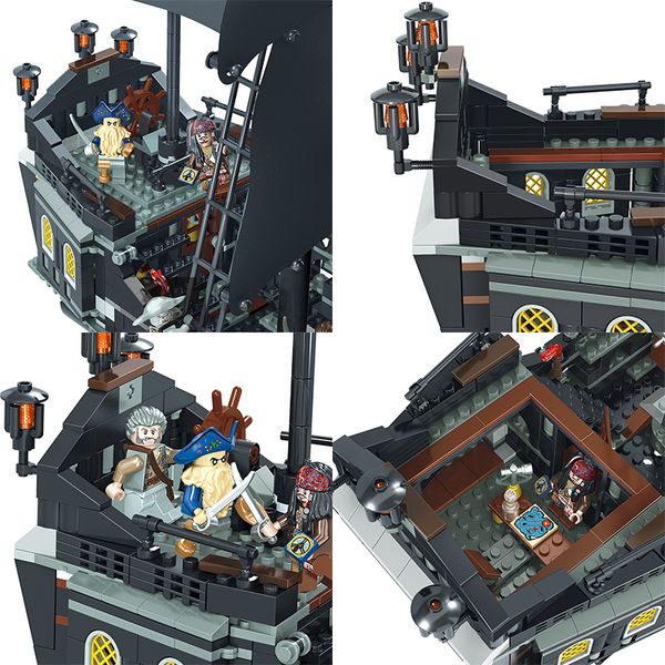 

black pearl ship queen anne's revenge pirates caribbean bricks legoinglys pirates ship boat model building blocks boys gifts toy
