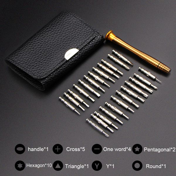 

25 in 1 precision screwdrivers set with leather case for watch phone pc repair tool set hug-deals