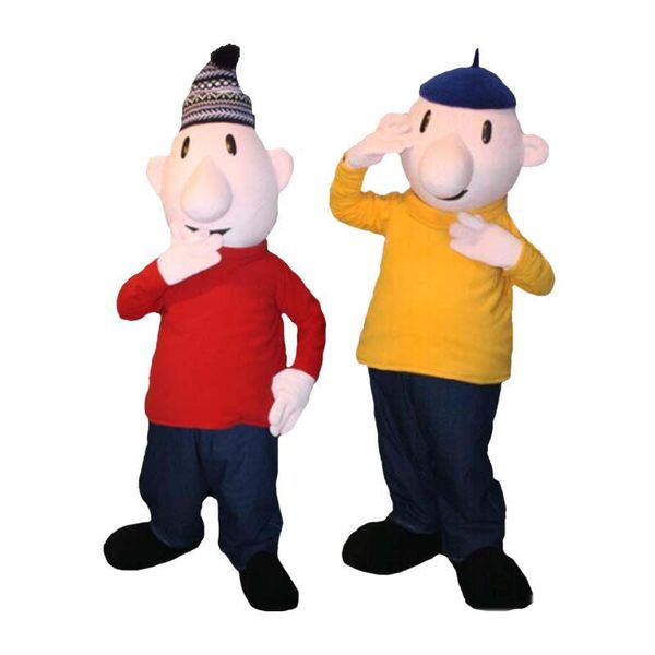 

2019 pat a mat mascot costume cartoon character for halloween purim party event, Red;yellow