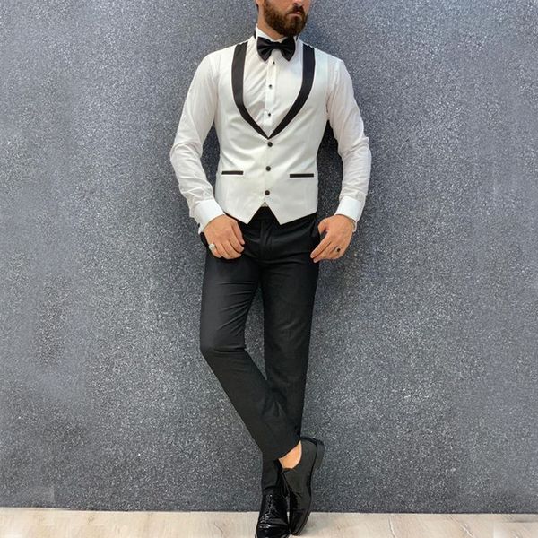 

2020 white mens wedding vest groom vests slim fit mens vest italian groomsmen waistcoat for party ing, Black