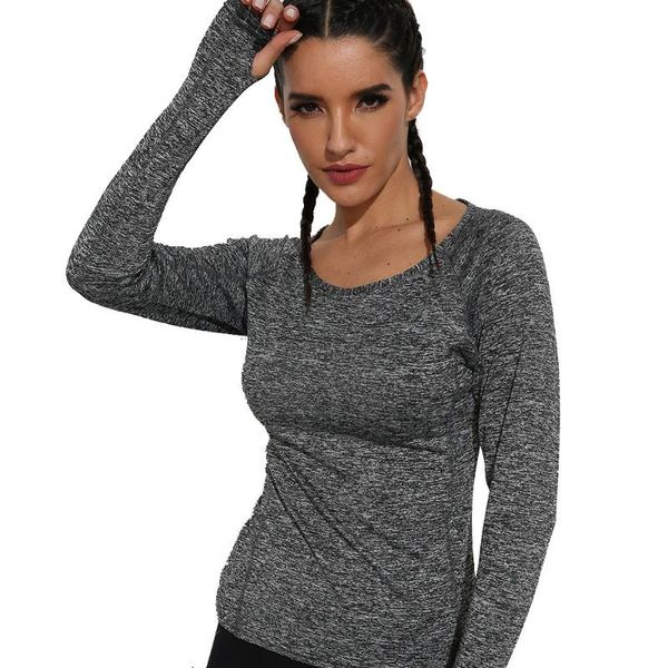 

gray sports female gym sport fitness t shirt woman long sleeve yoga mesh women gym sport wear, Black;blue