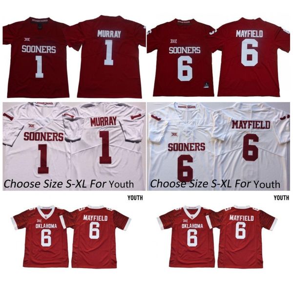 

Youth Oklahoma Sooners Jersey 1 Kyler Murray 6 Baker Mayfield Home Red Murray Mayfield 100% Stitched College Football Jerseys