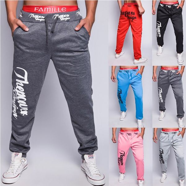 

zogaa 2019 thin men letter print sweatpants joggers male calca masculina hip casual trousers track pants clothes, Black