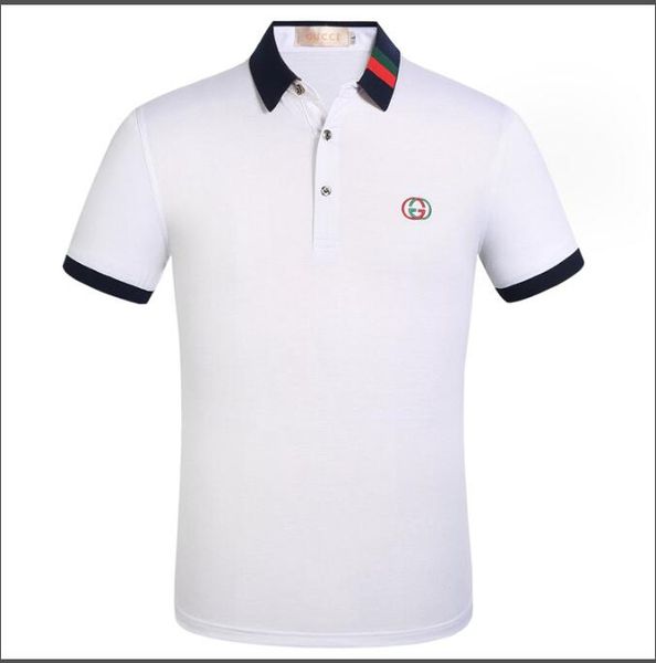 

sell luxury designer shirt mens stripe print t-shirt summer short sleeve fashion lapel neck business blouses for men size -3xl, White;black