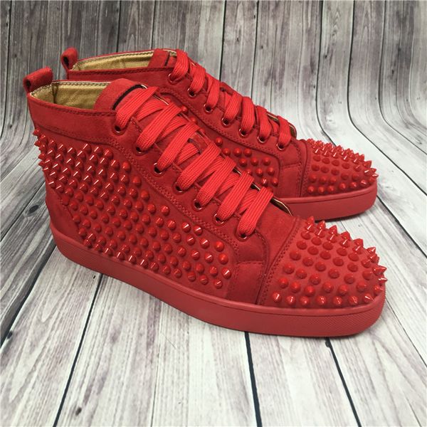 

a fashion designer shoe man casual woman sneaker new high mixed colors red black white flat bottom spikes party wedding shoes with