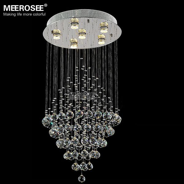 

long crystal ceiling light round crystal lamp for foyer living room k9 crystal drop lamp 100% guarantee ing