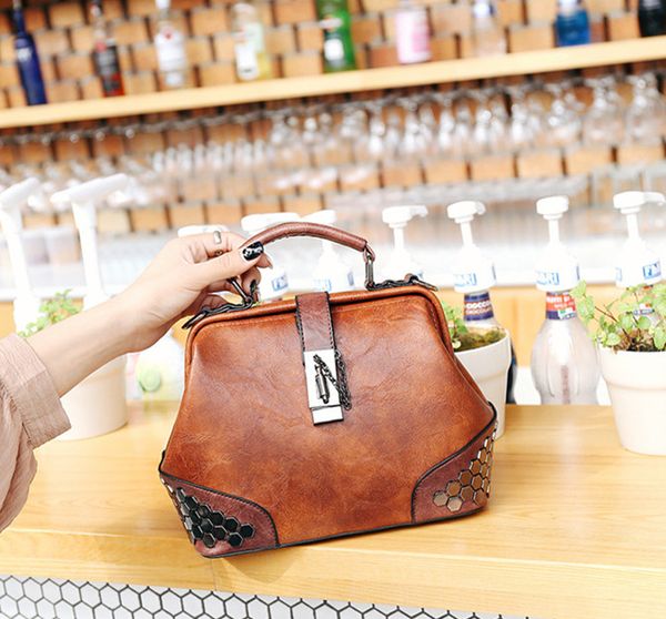 

rivet кожа top handle satchel ежедневной работа tote сумка на ремне большой емкость