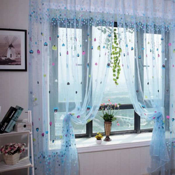 

1pcs 2colors romatic balloon tulle voile door window curtains drape panel sheer scarfs valances window scarfs for living room
