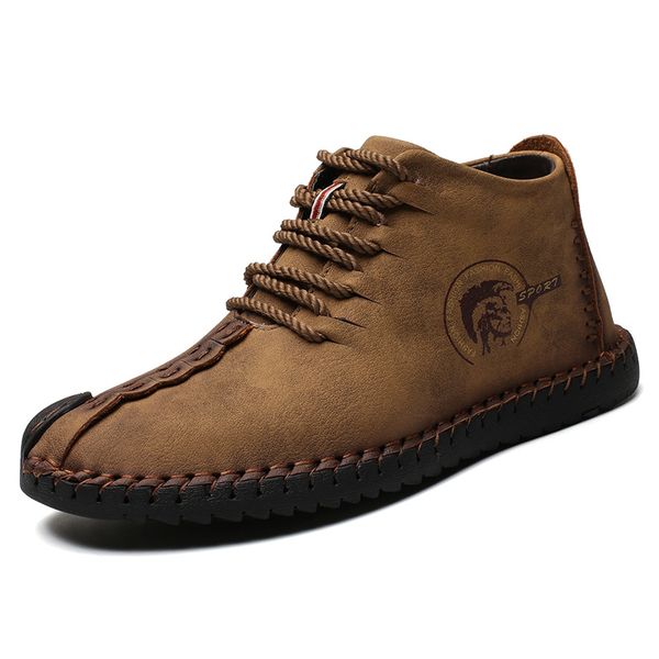 

winter split leather men boots fashion ankle snow boots men warm fur plush shoes male lace-up shoes hx-113, Black