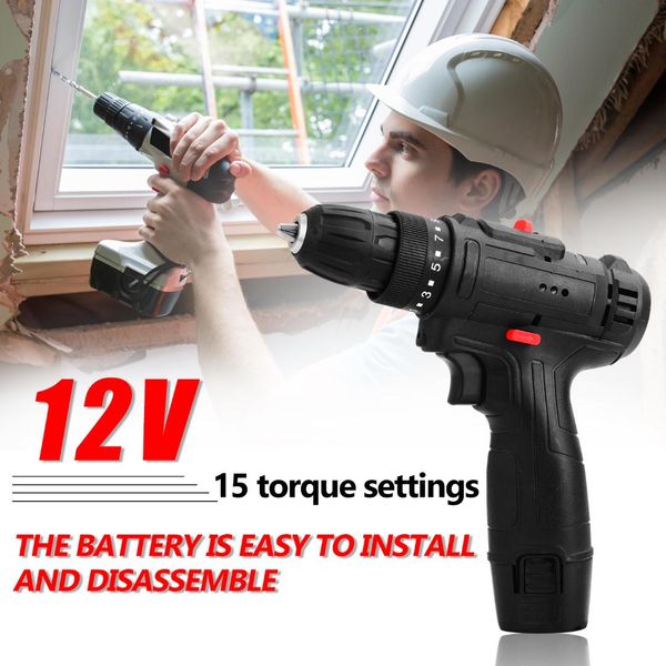 

12v multifunctional electric drill home cordless drill high-power lithium battery rechargeable electric screwdriver power tools