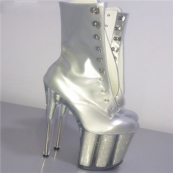 

knight female 6 inch high heel platform ankle boots for women autumn winter shoes 15-20cm silver pole dancing boots, Black