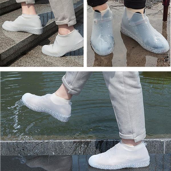 

reusable shoe covers waterproof silicone rain boots overshoes women men anti-slip outdoor shoe protector case accessories