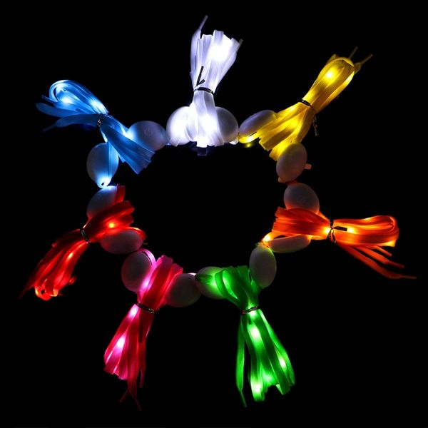 

1pair 4 x batteries led glowing shoelaces multicolor flashing luminous outdoor party kit shoestrings luminous shoelaces, Black