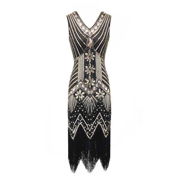 

al'ofa sequins evening dress women fashion v-neck sleeveless tassel hem zipper floral dress wedding proms party dresses, White;black