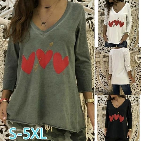 

women love v-neck spring tshirts summer loose casual long tees long sleeved, White
