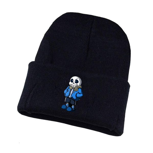 

anime undertale hat sans cosplay hat costume print casual cotton teenagers winter knitted cap, Blue;gray