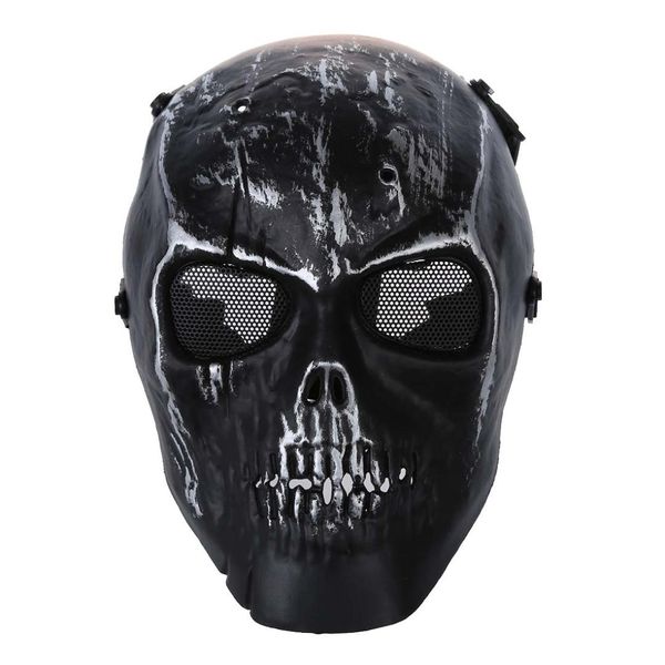 

lhbl army skull skeleton paintball bb gun full face game protect safe mask - silver black