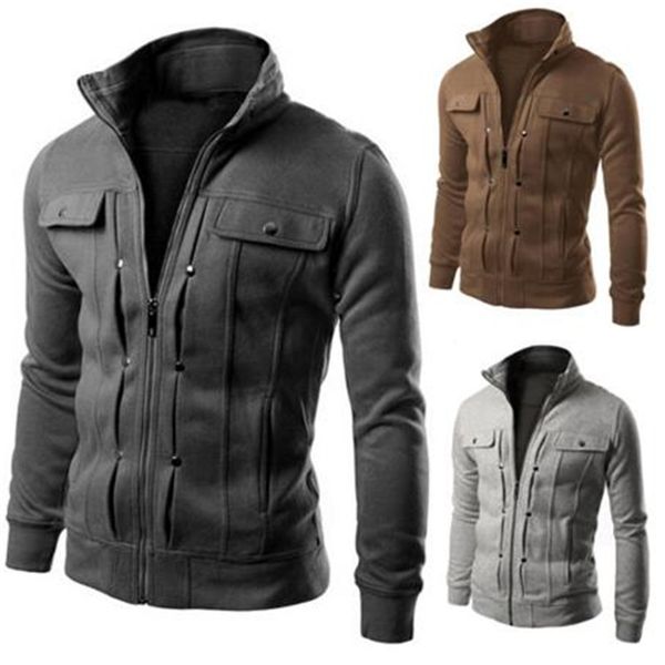 

2019 chaqueta hombre spring and autumn new cardigan jacket men streetwear casual slim fit windbreaker mens jackets coats clothes, Black;brown