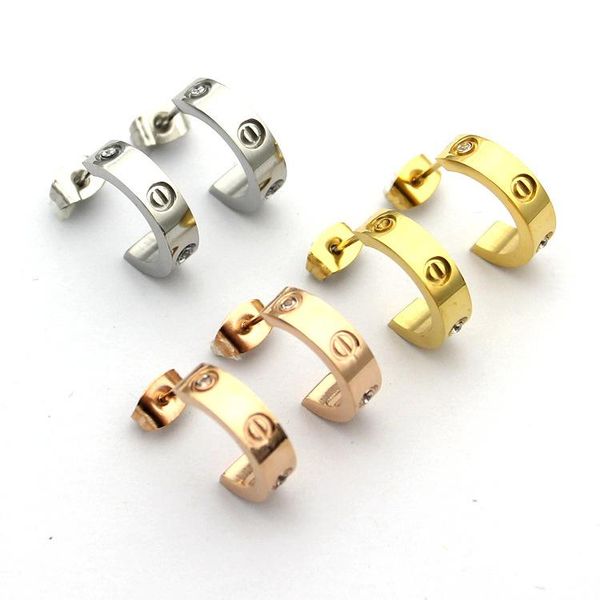 

z53 fahion big c brand earring for love women factory wholesale decorative screw stone earring sell jewelry can carving logo, Golden;silver