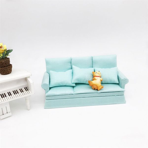 

mini dollhouse furniture solid cloth sofa couch with 3 full cushions for girl doll house toys
