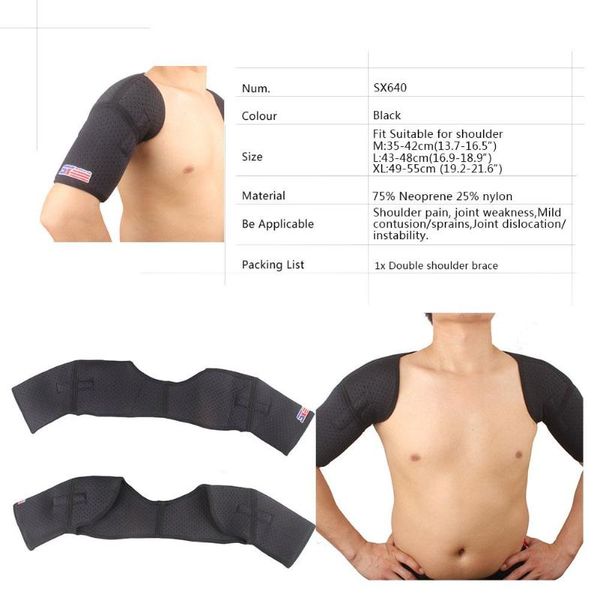 

guard brace durable elastic black synthetic rubber m/l/xl adjustable breathable lifting outdoor sports shoulder pad nylon gym, Black;blue